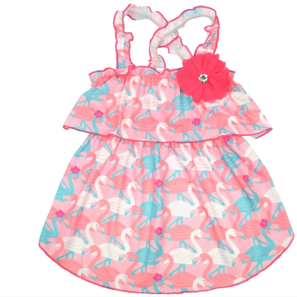 🌻 Vibrant Life Pink Flamingo Toy Dog Dress Size XXS (Less Than 10 Pounds)